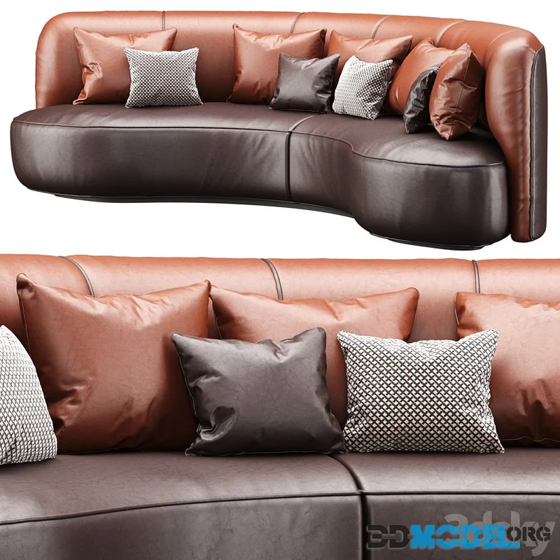Annabel leather round sofa LS08  Leather semicircular sofa