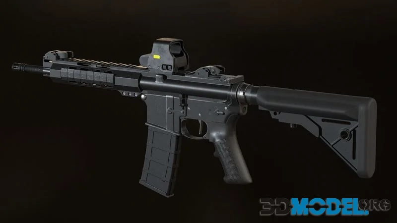 AR-15 Assault Rifle low-poly (PBR)
