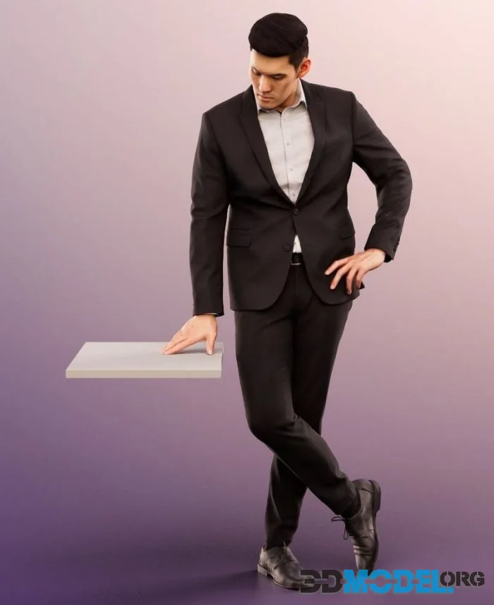 Asian Business Man Standing low-poly (PBR)