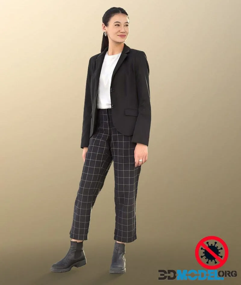 Asian Business Woman Talking Black Outfit (PBR)