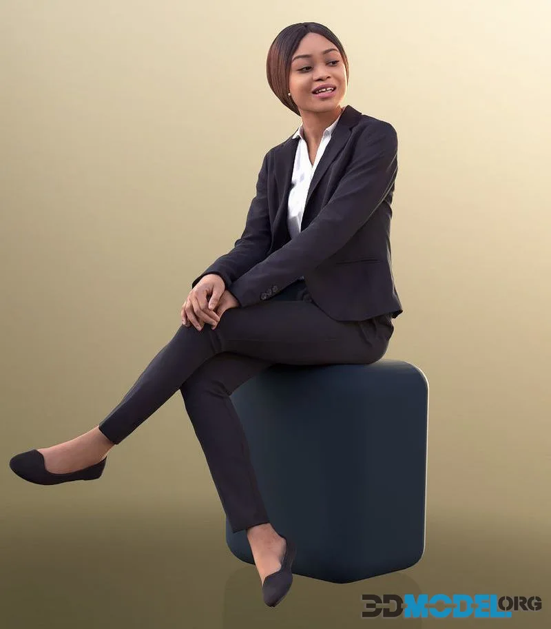 Black Business Woman Sitting In Conversation (PBR)