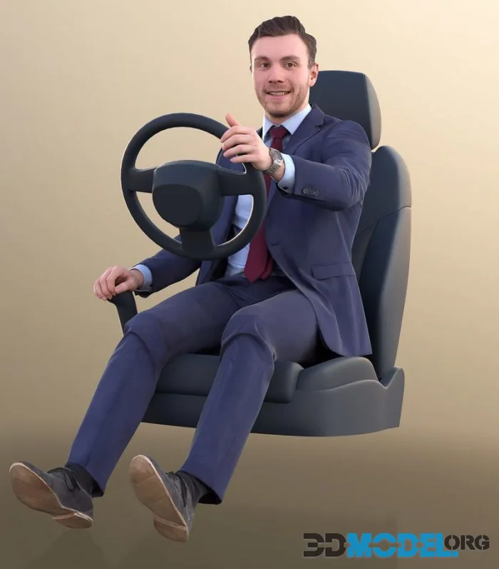 Business Man Driving A Car (PBR)