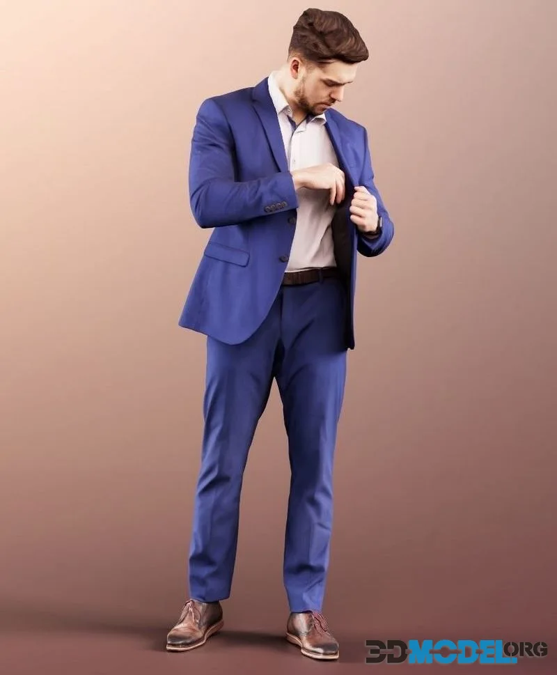 Business Man In Blue Suit (PBR)