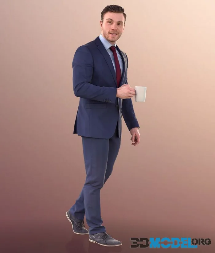 Business Man Walking With Coffee (PBR)
