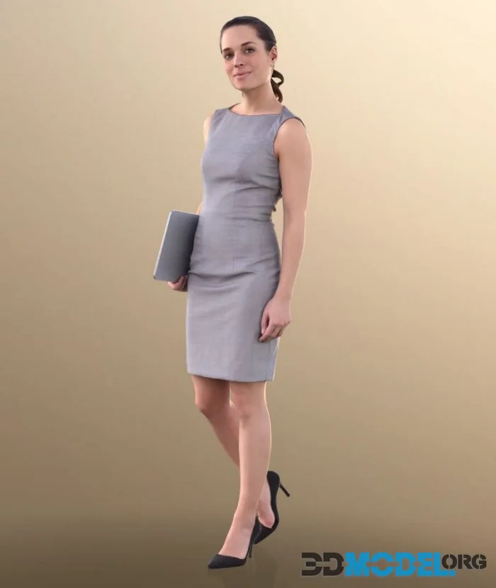Business Woman Walking With Laptop (PBR)