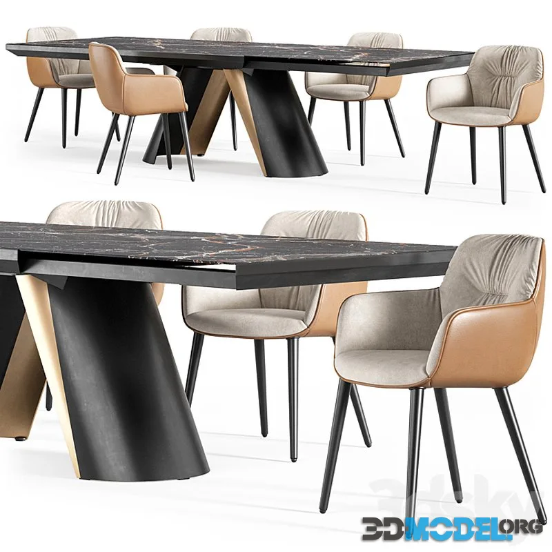Calligaris Apian table Cocoon wood chair