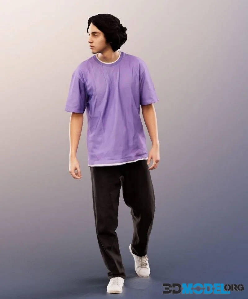 Casual Mediterranean Man Walking low-poly (PBR)