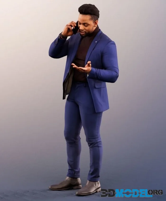 Coloured Business Man Talking On Phone (PBR)