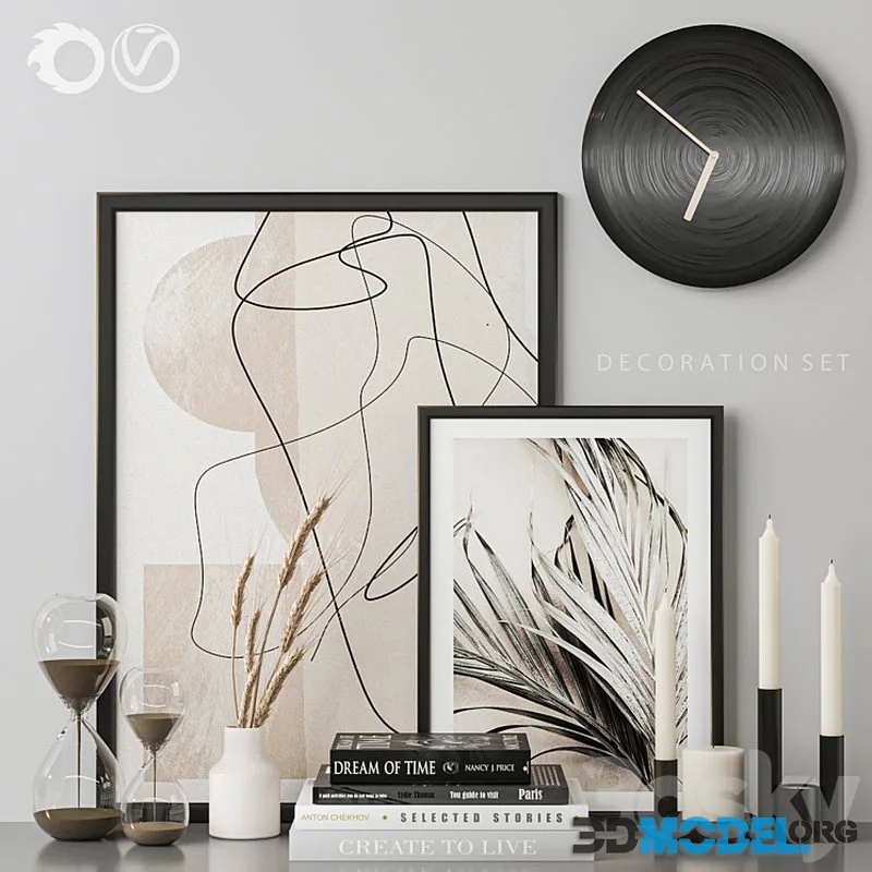 Decorative set_02 with black clock