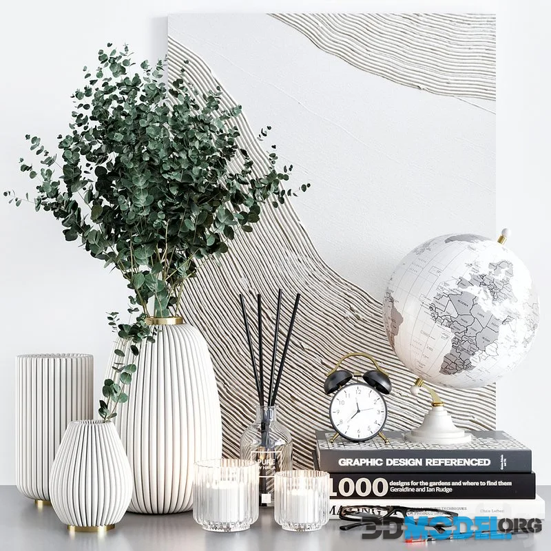 Decorative set 22 with white vases