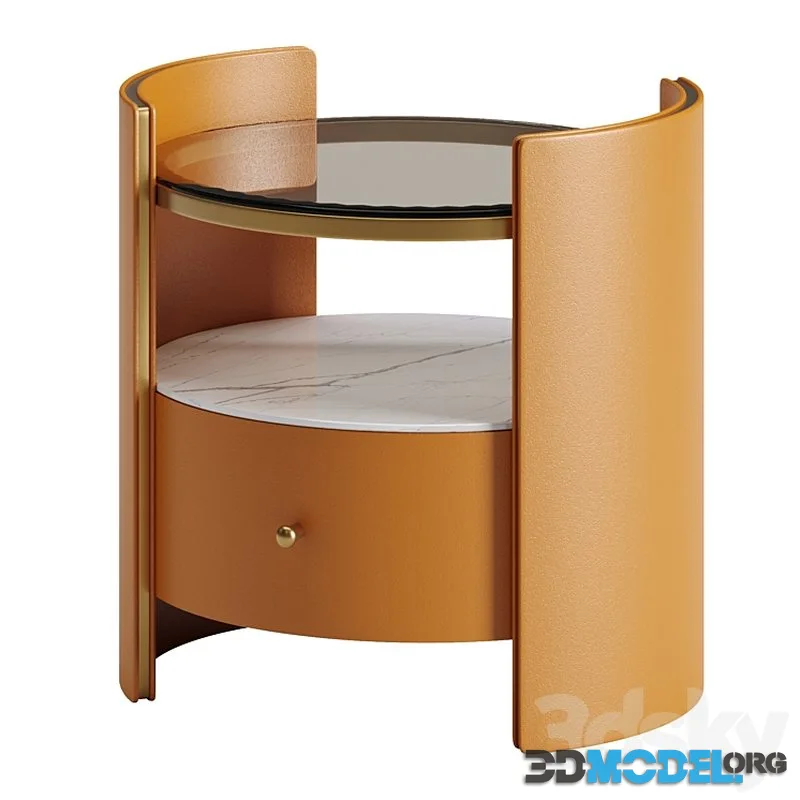 Drawer Glass Top Nightstand