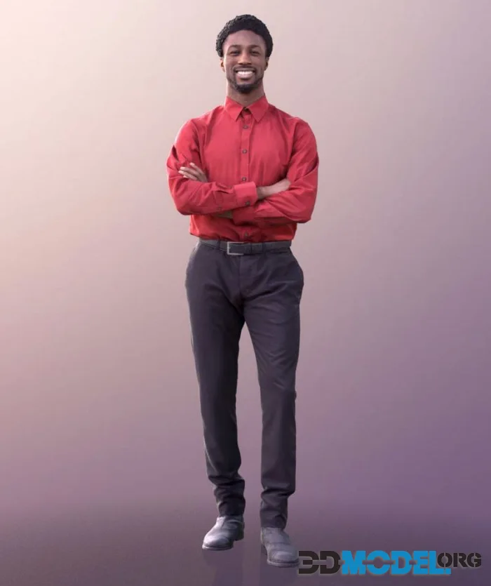 Elegant Black Man Standing Arms Crossed (PBR)