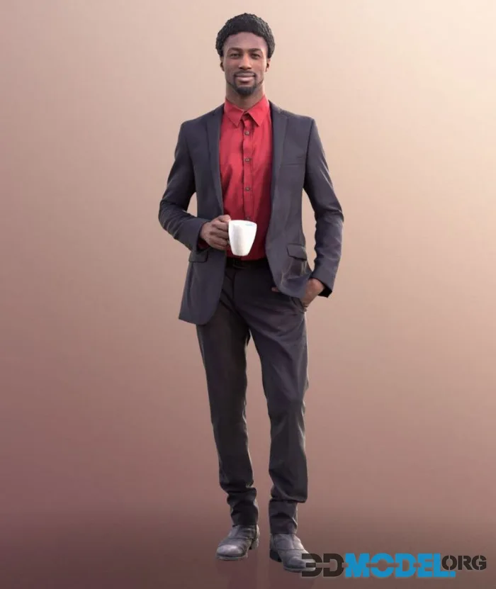 Elegant Man Standing Holding A Cup (PBR)