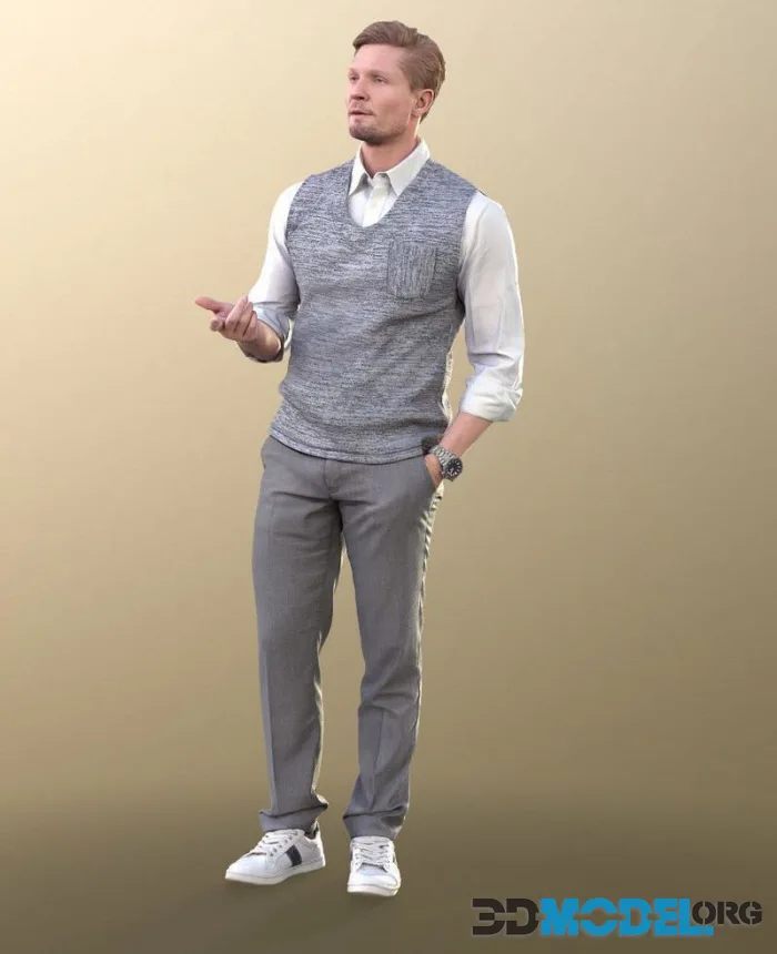 Elegant Man Standing Talking Gesticulateing (PBR)