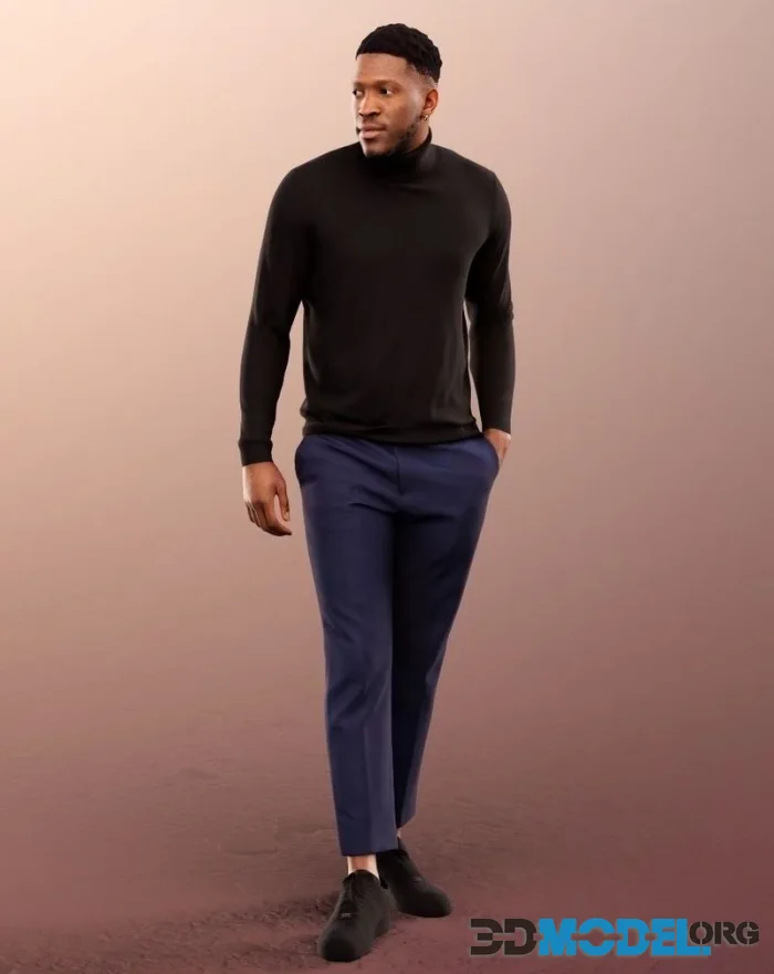 Elegant Walking Black Man (PBR)