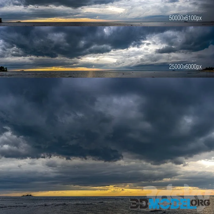 Evening cloudy clouds over the sea