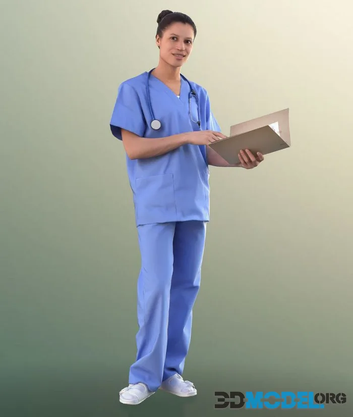 Female Colored Doctor With Document (PBR)