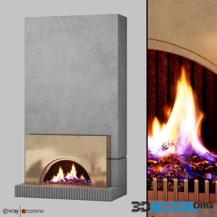 Fire place gray and brass