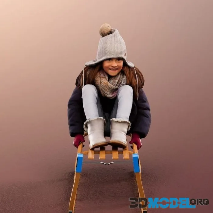 Girl Sledging Winter (PBR)