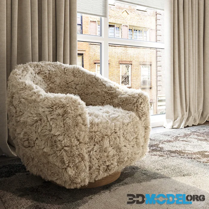 Horchow Simone Sheepskin Swivel Chair