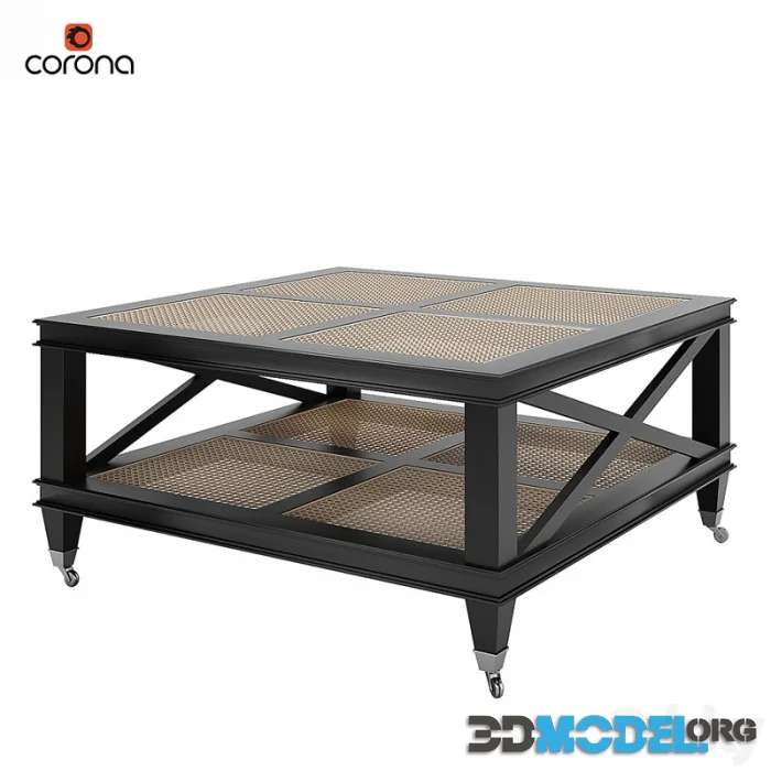 Jacqueline Wicker Shelves Coffee Table