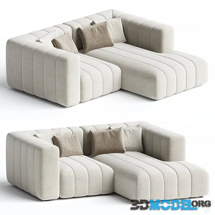 Langham Channeled 2 Piece RAF Sectional, Napa Sandstone