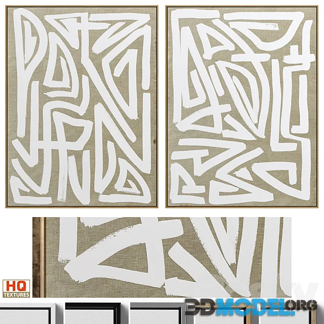 Large Mid Century Abstract Neutral Wall Art C 446