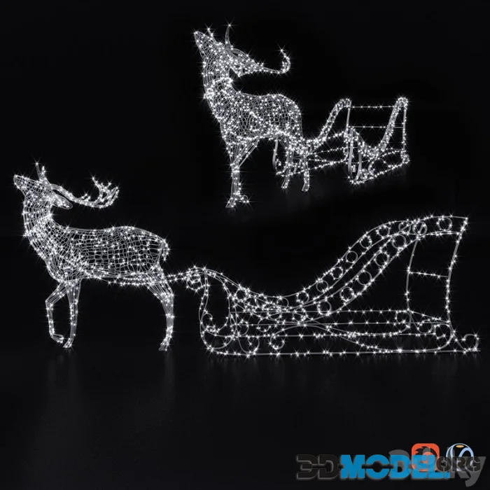 Light volumetric figure Deer and sleigh