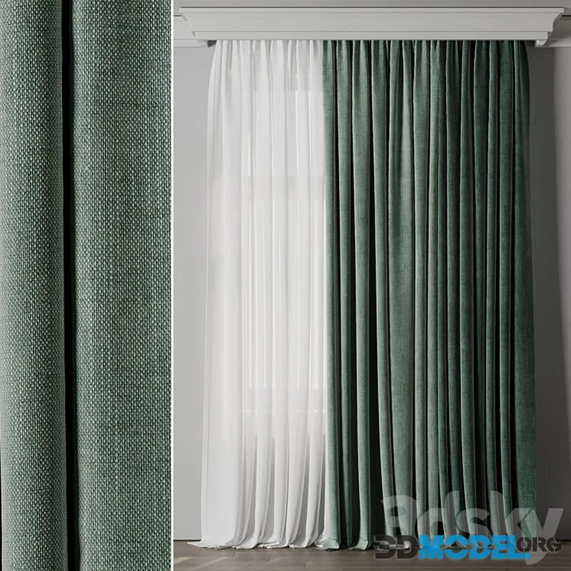 Low width curtains 04 set green