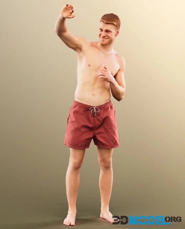 Man in Swimwear Shielding Sun (PBR)