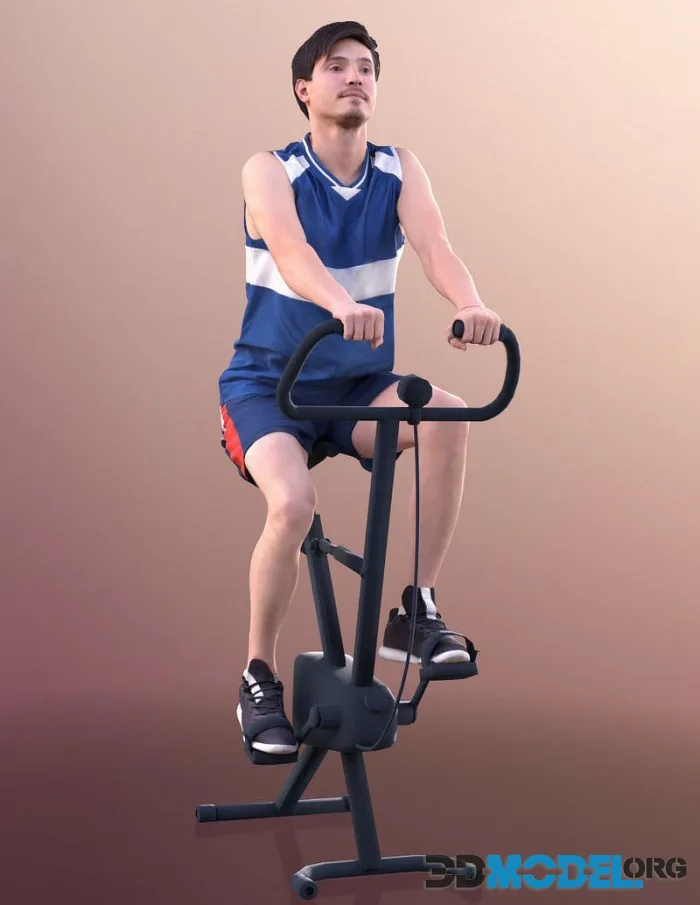 Man Training On Bike In Gym Cycle (PBR)
