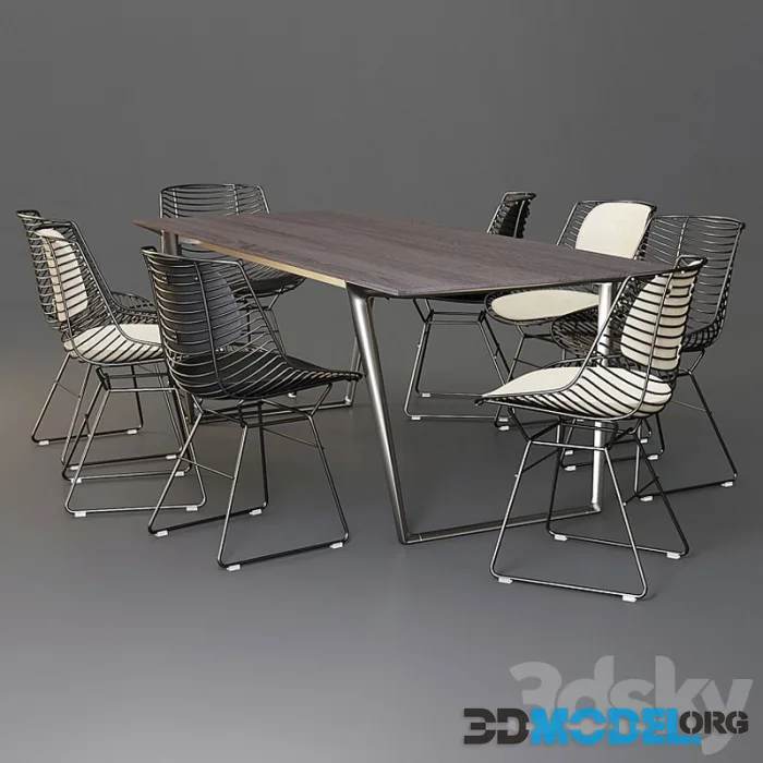 MDF Italia Dining Set (Table Axy Comfort & Chair Flow Filo)