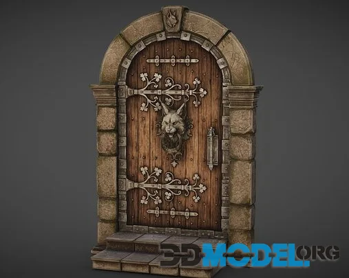 Medieval Door With Lynx Door Knocker