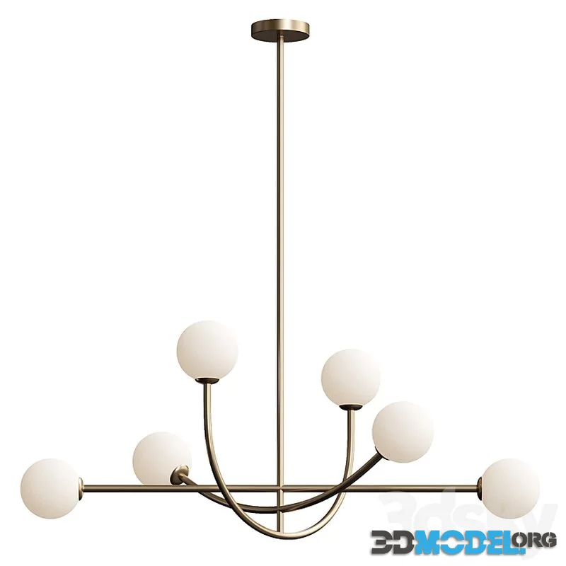 Perry – 6 light aged brass and opal pendant