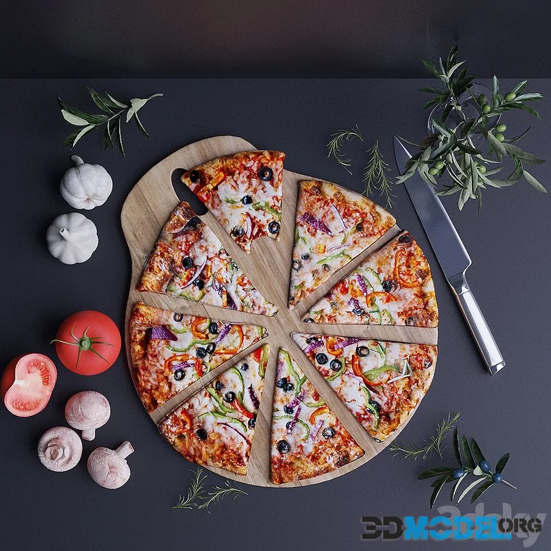 Pizza (tomato, garlic, rosemary, mushroom)