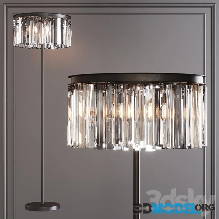 Restoration Hardware 1920S ODEON RHYS CLEAR GLASS FLOOR LAMP 2-TIER Black