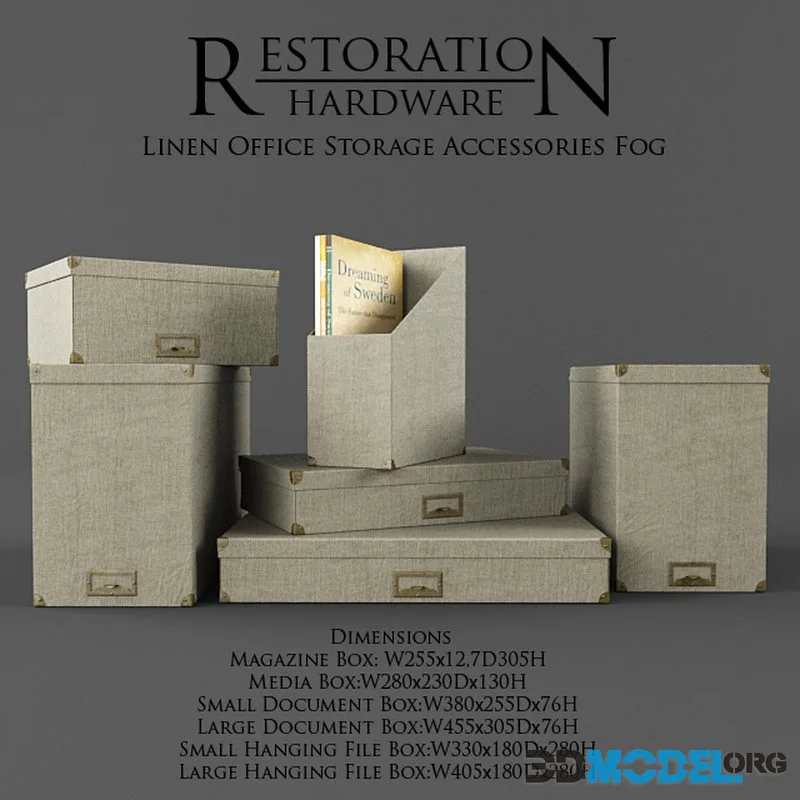 Restoration Hardware Linen Office Storage Accessories Fog