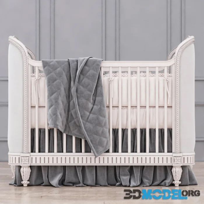 RH Belle Upholstered Crib (Antique Grey Mist)