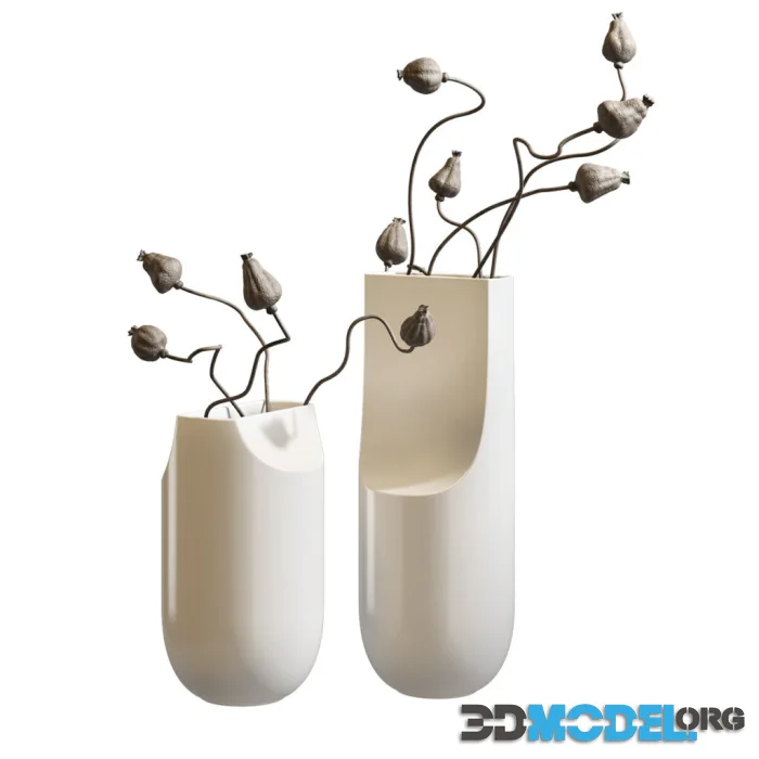 Serif Vase with Dried Flowers by Kristina Dam Studio