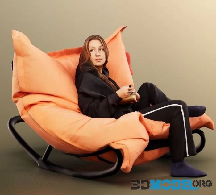Sitting Casual Woman Beanbag (PBR)