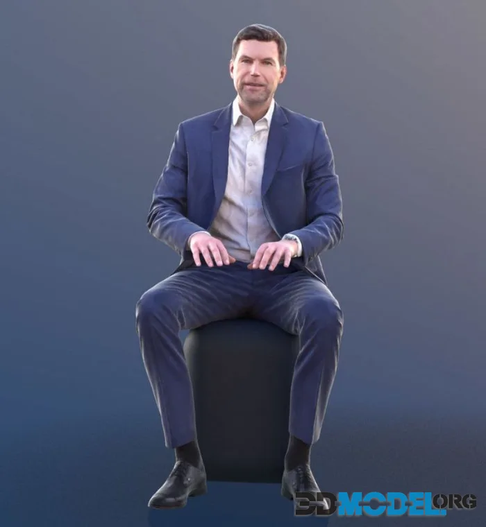 Sitting Working Business Man (PBR)