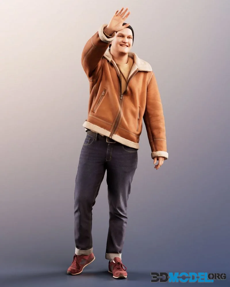 Smiling Casual Man Walking And Waving (PBR)