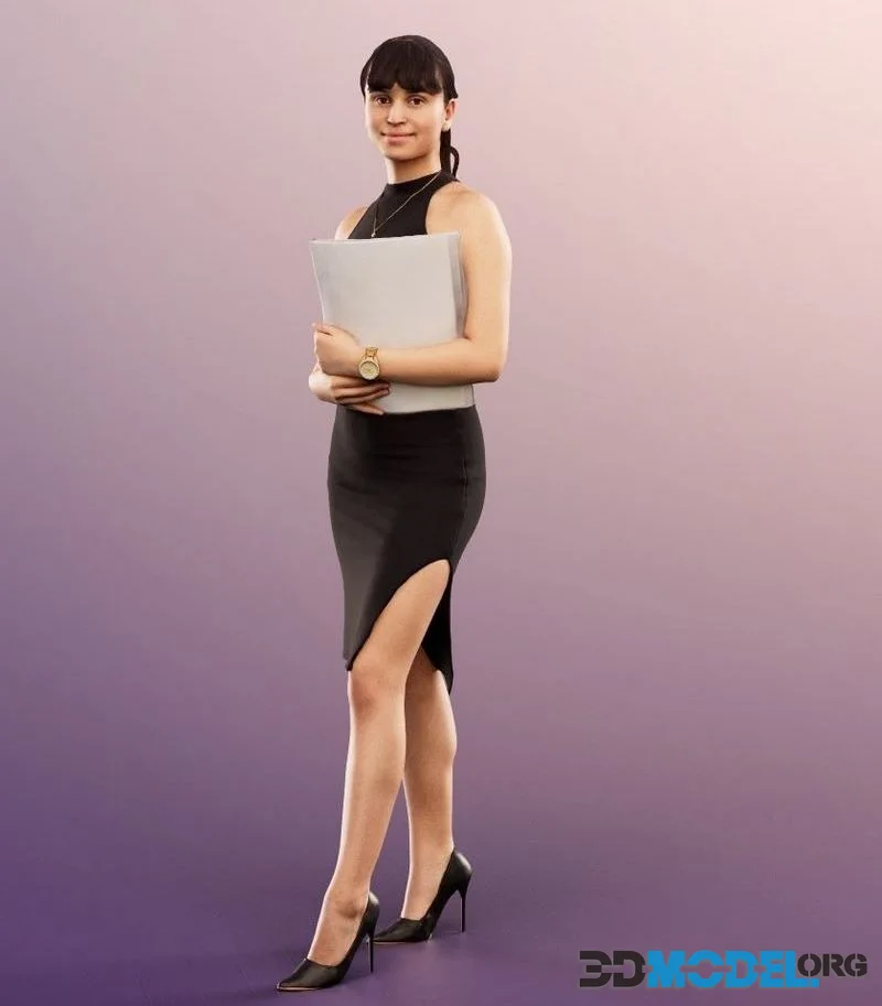 Standing Business Woman With Documents (PBR)