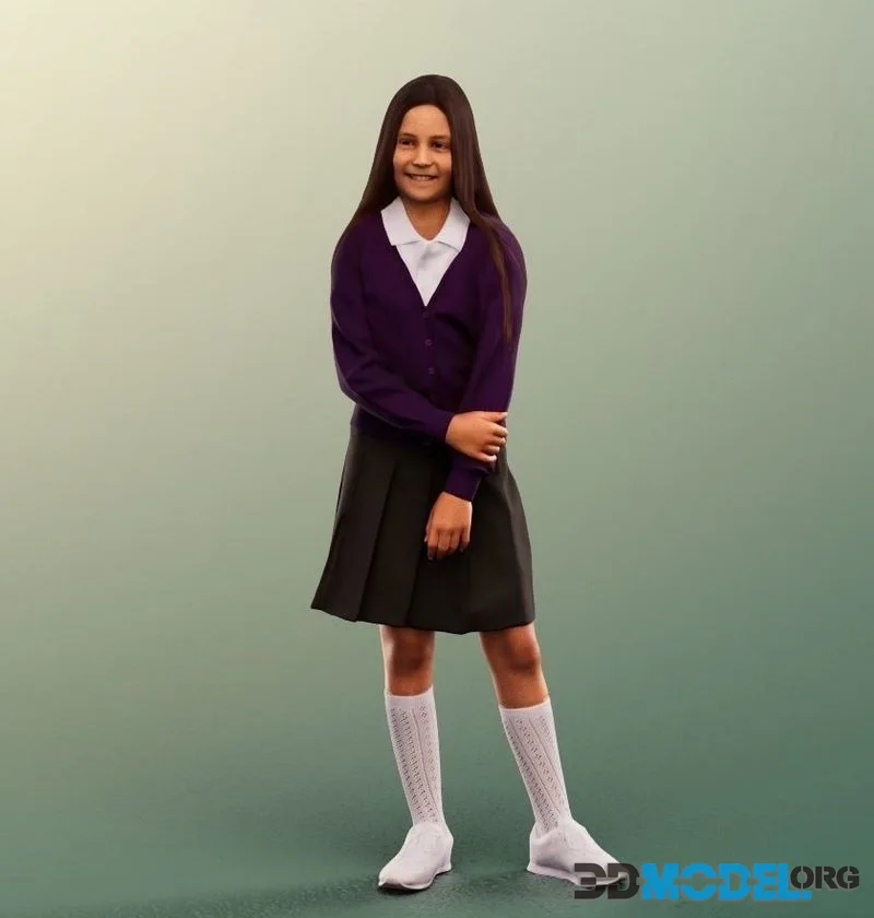 Standing Schoolgirl low-poly (PBR)