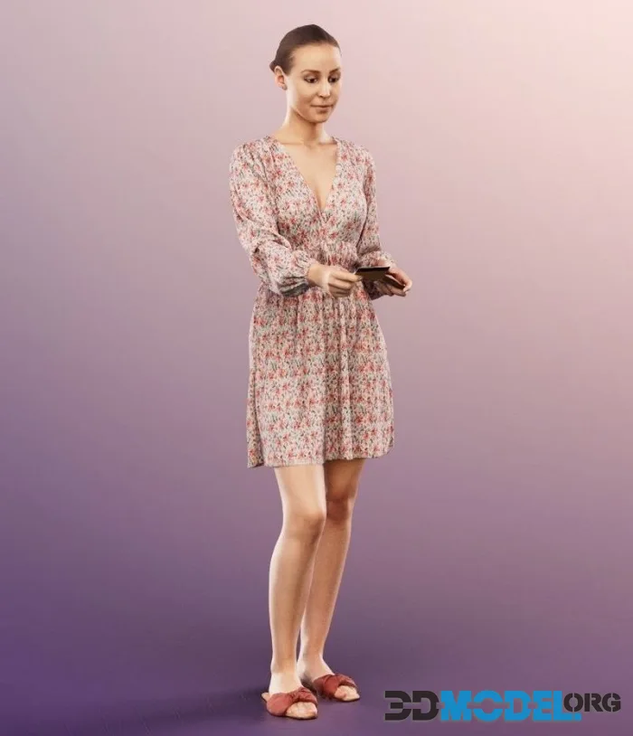 Standing Woman Paying low-poly (PBR)