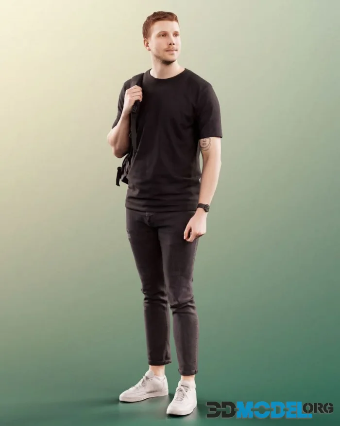 Standing Young Man With Backpack (PBR)