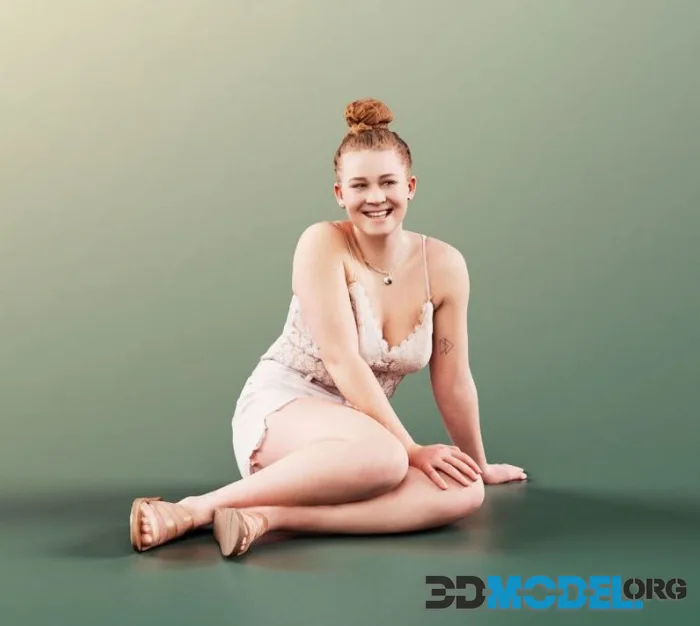 Sweet redhair girl sitting on lawn (PBR)
