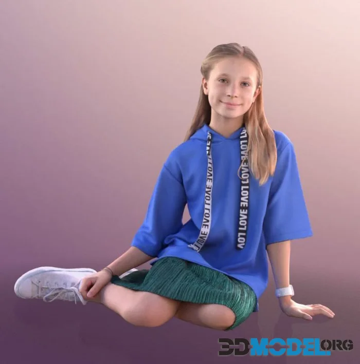 Teenage Girl Sitting On Ground (PBR)