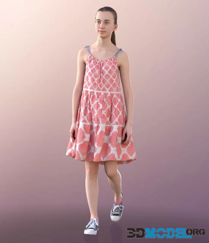 Teenage Girl Walking In Summer Dress (PBR)