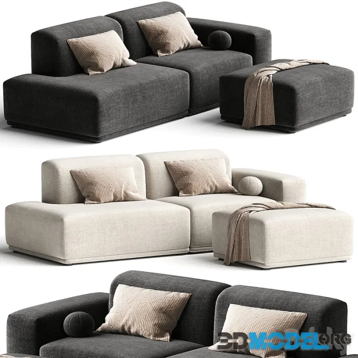 Todd Side Chaise Sofa with Ottoman